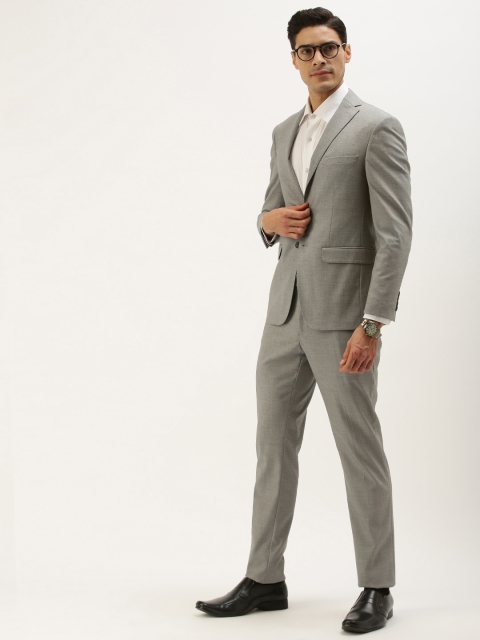 

Peter England Men Grey Solid Single-Breasted Neo Slim Fit Formal Suit