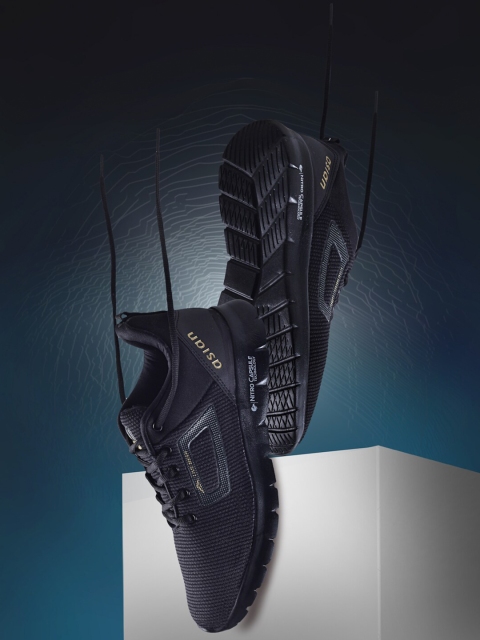 

ASIAN Men Black Mesh Running Non-Marking Shoes