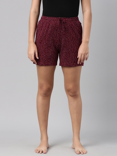 

Go Colors Women Maroon & White Printed Lounge Shorts