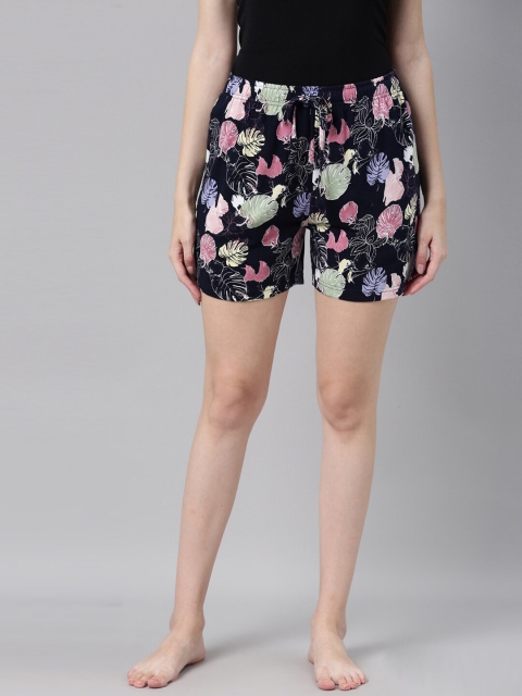 

Go Colors Women Navy Blue & Multicoloured Printed Lounge Shorts