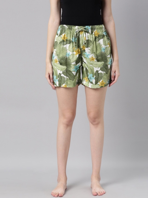 

Go Colors Women Olive Printed Lounge Shorts