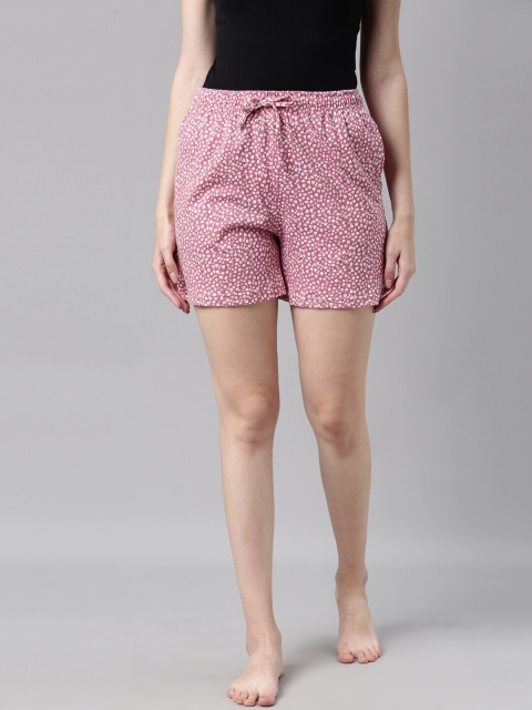 

Go Colors Women Pink & White Printed Lounge Shorts
