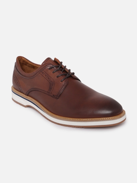 

ALDO Men Brown Textured Leather Derbys