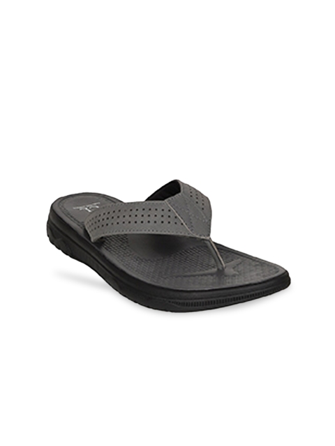 

Carlton London Men Grey & Black Self Design Thong Flip-Flops
