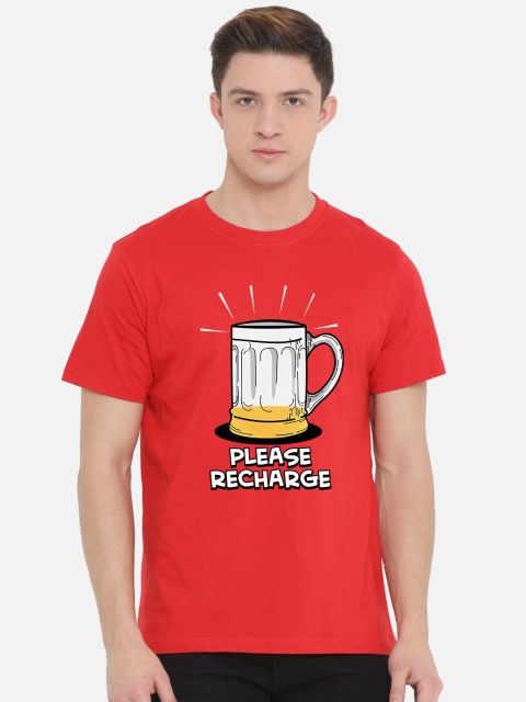 

Fully Filmy Men Red & White Printed T-shirt