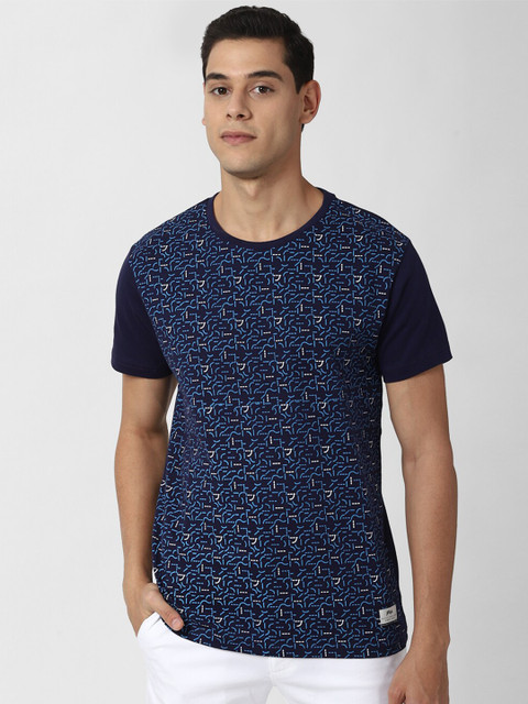 

Peter England Casuals Men Navy Blue Printed Slim Fit T-shirt