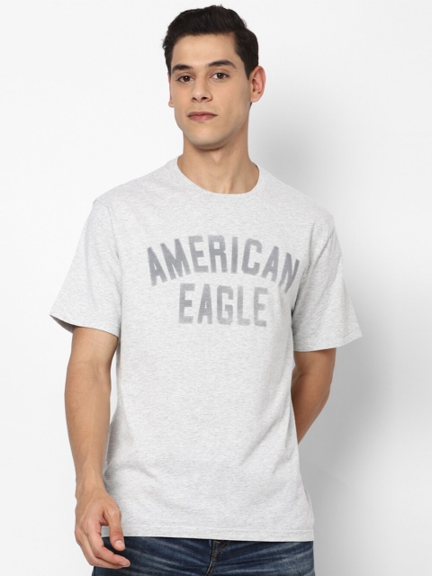 

AMERICAN EAGLE OUTFITTERS Men Grey Typography Printed Pure Cotton T-shirt