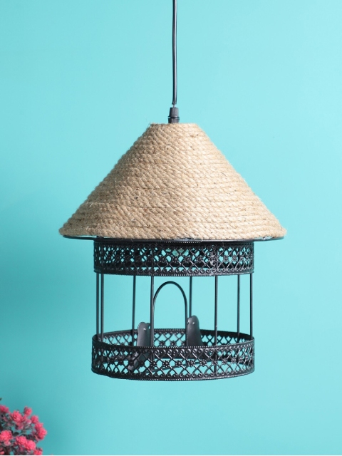 

EXIM DECOR Brown Contemporary Metal and Rope Bird Nest Hanging Light
