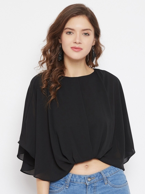 

Madame Women Black Cape Crop Top