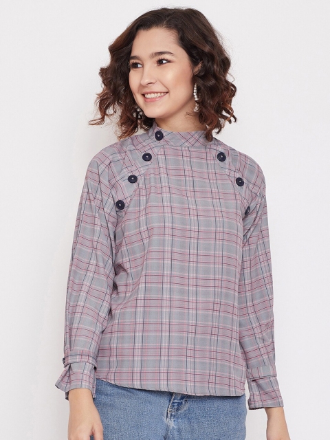 

Madame Pink & Blue Checked Regular Top