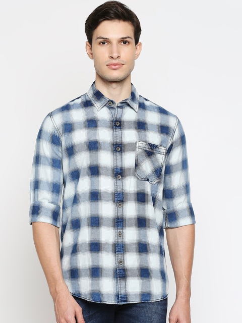 

Mufti Men Blue Slim Fit Tartan Checks Opaque Checked Casual Shirt