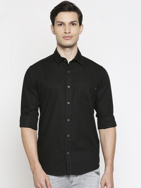 

Mufti Men Black Slim Fit Opaque Cotton Casual Shirt