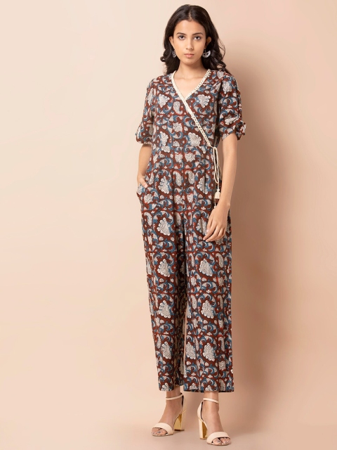 

INDYA Women Maroon & Grey Ethnic Printed Basic Jumpsuit