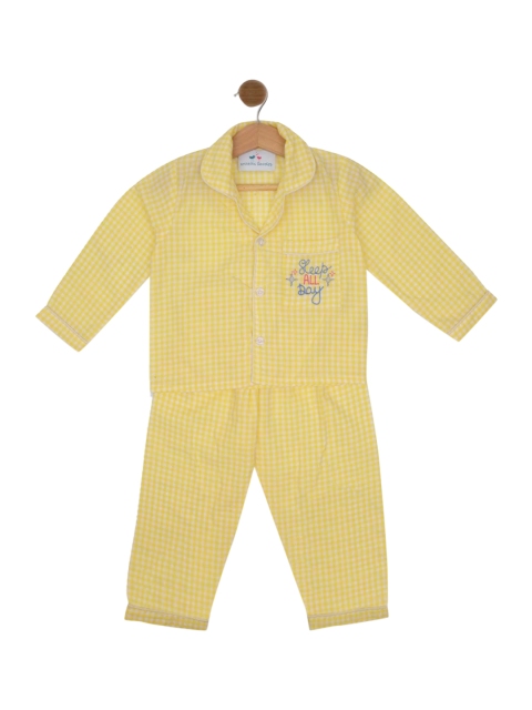 

Knitting Doodles Unisex Kids Yellow & Blue Checked Night Suit