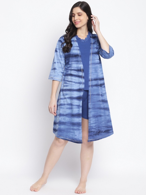 

Organza Women Blue Three Piece Night suit