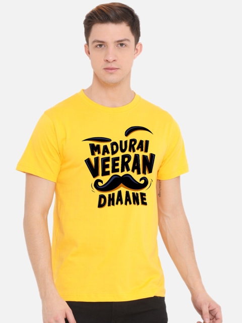 

Fully Filmy Men Yellow Typography Printed T-shirt