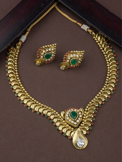 

Alankruthi Women Mango Motif Necklace Set, Gold
