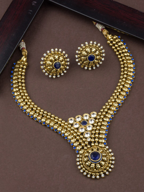 

Alankruthi Gold & Blue Multistranded Necklace Set