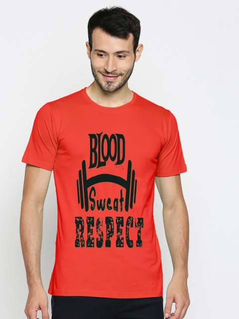 

Blacksmith Men Red & fiesta Typography Printed Pockets T-shirt