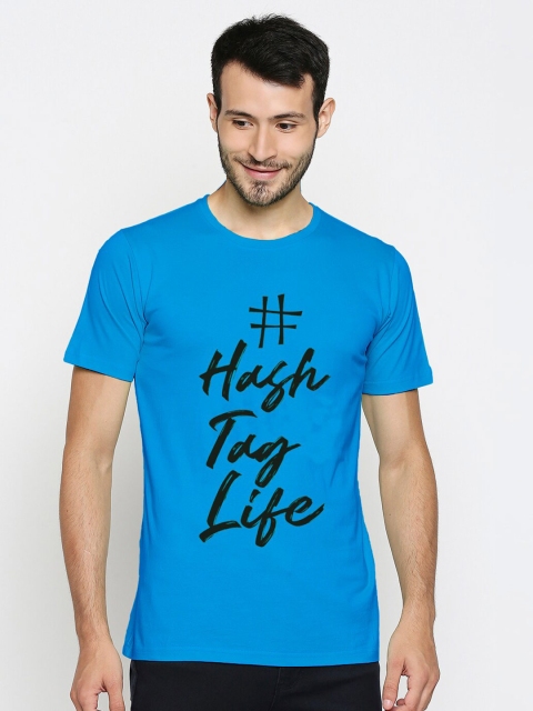 

Blacksmith Men Blue Typography Printed Pure Cotton T-shirt