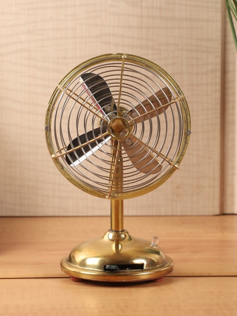 

EXIM DECOR Gold-Toned Brass Vintage Fan Showpiece