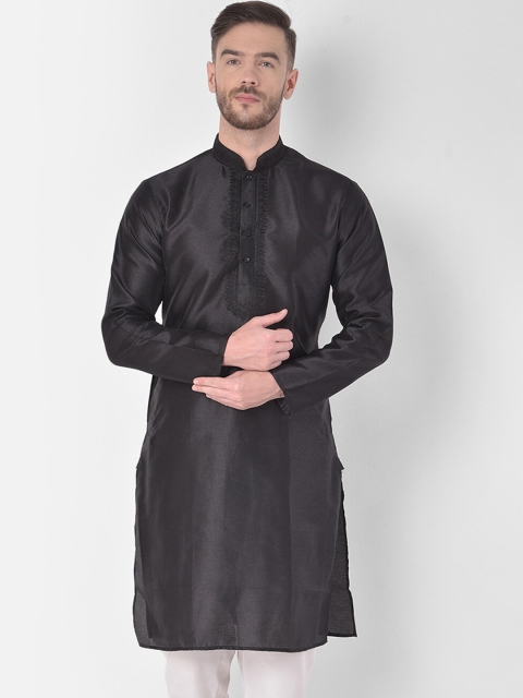 

SG LEMAN Men Black Solid Mandarin Collar Kurta