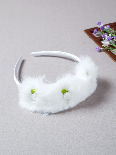 

Golden Peacock Women White Fur Hairband