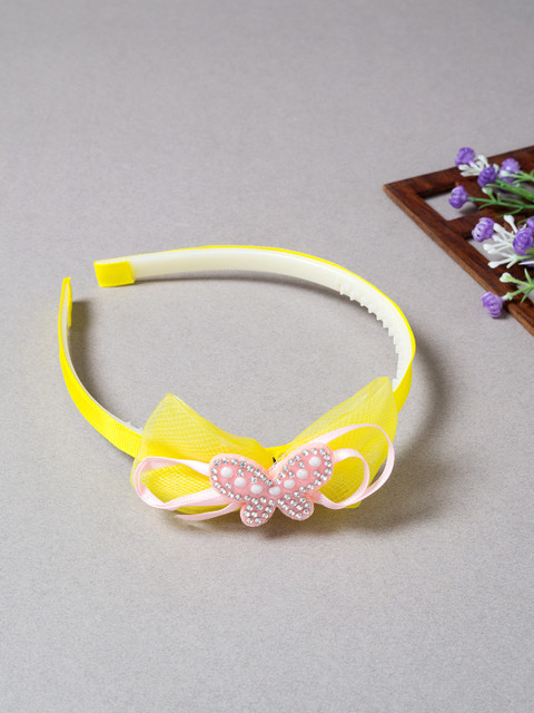 

Golden Peacock Women Yellow Bow Embellished Hairband