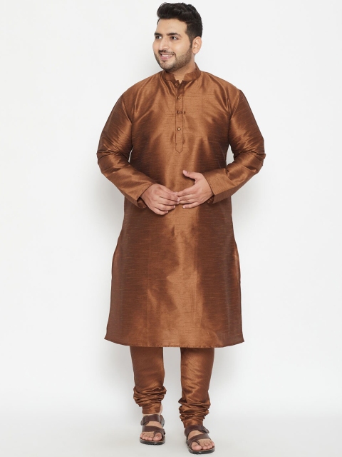 

VASTRAMAY PLUS Men Coffee Brown Silk Blend Kurta