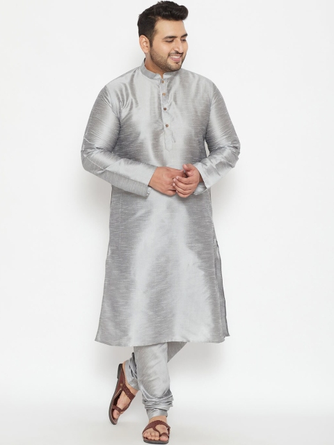 

VASTRAMAY PLUS Men Grey Silk Blend Kurta