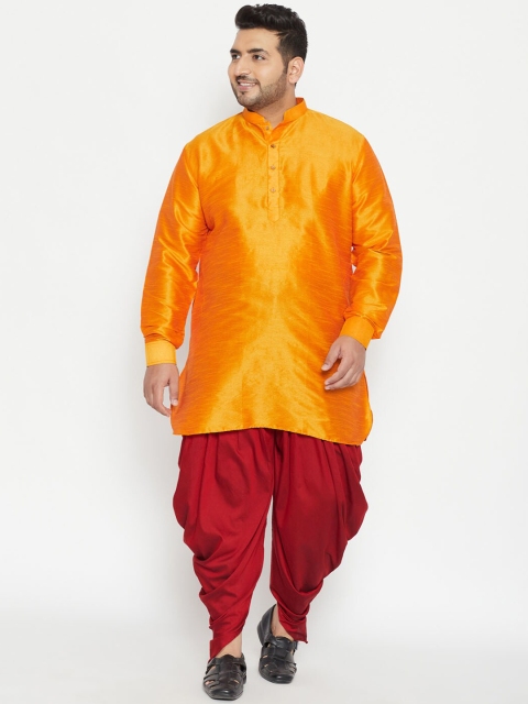 

VASTRAMAY PLUS Men Orange Silk Blend Pathani Kurta