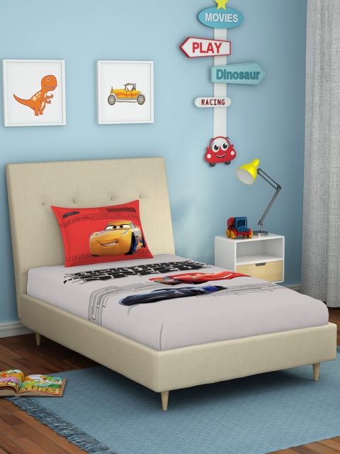 

SPACES Kids Blue Pure Cotton Disney Frozen 180 TC Queen Bedsheet with 2 Pillow Covers, Grey