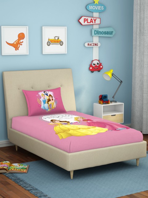 

SPACES Kids Pink Disney Minnie 180 TC Pure Cotton Single Bedsheet with 1 Pillow Covers