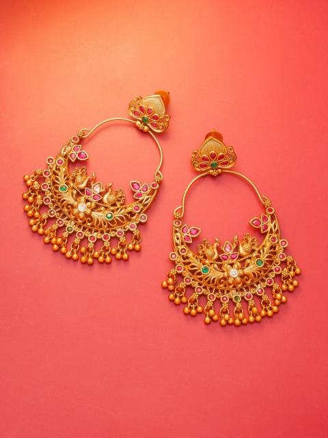 

aadita Gold-Toned Contemporary Chandbalis Earrings