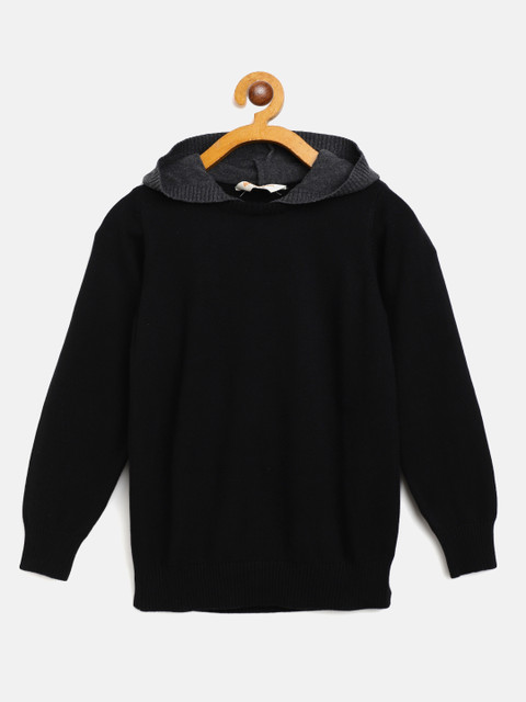 

Killer Boys Black Pure Cotton Solid Hooded Pullover