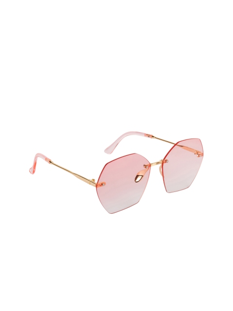 

AISLIN Unisex Pink Lens & Gold-Toned Butterfly Sunglasses with UV Protected Lens
