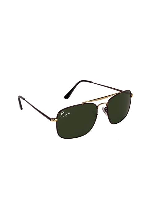 

AISLIN Unisex Green Lens & Gold-Toned Square Sunglasses with UV Protected Lens