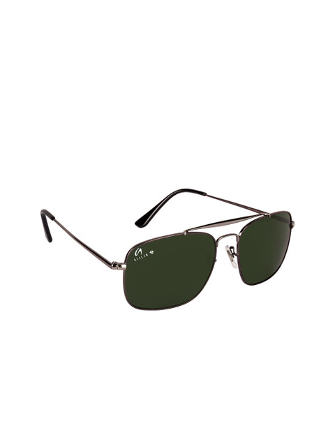 

AISLIN Unisex Green Lens & Gunmetal-Toned Wayfarer Sunglasses with UV Protected Lens