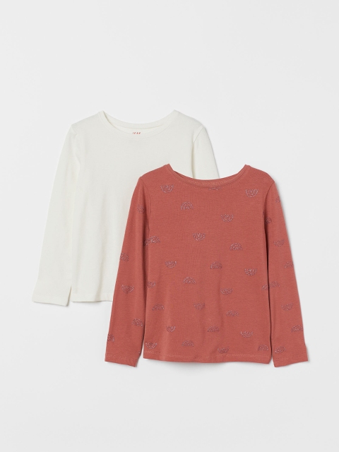 

H&M Girls White & Red 2-Pack Long-Sleeved Tops