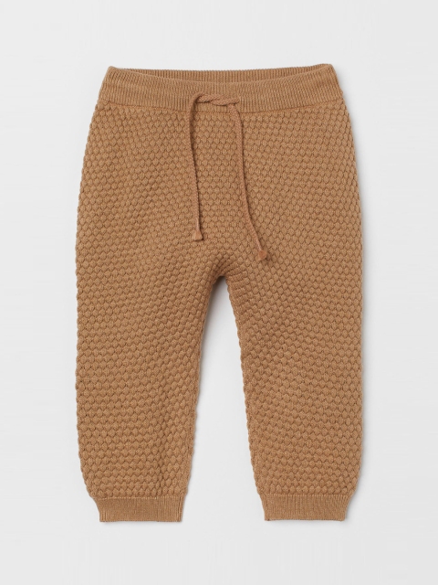 

H&M Girls Beige Textured-Knit Trousers