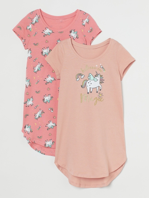 

H&M Girls Pink & Multi 2-Pack Jersey Nightdresses