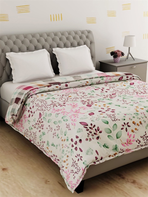

Salona Bichona Cream-Coloured Floral Pure Cotton AC Room 120 GSM Double Bed Dohar