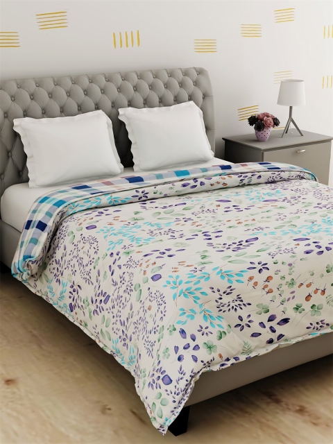 

Salona Bichona White & Purple 100% Cotton AC Room 120 GSM Double Bed Dohar