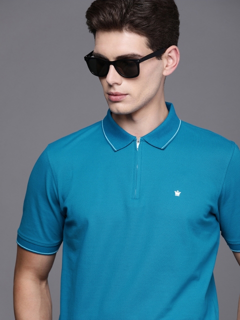 

Louis Philippe Men Solid Blue Polo Collar Slim Fit T-shirt