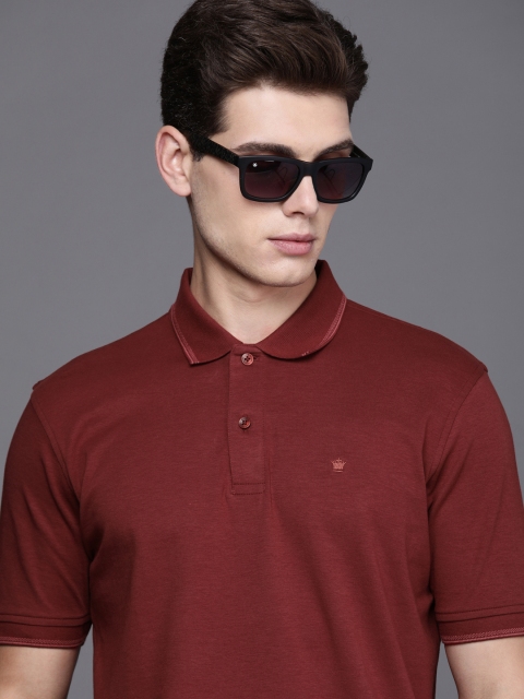

Louis Philippe Men Maroon Polo Collar Pure Cotton T-shirt