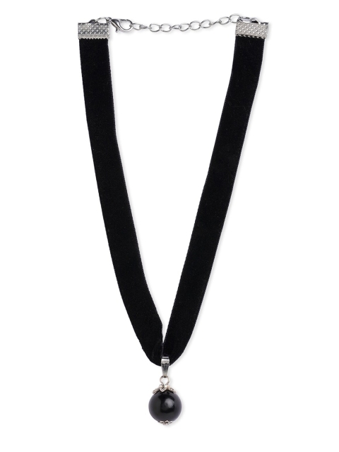 

Blisscovered Women Black & Silver-Toned Metal Choker Necklace
