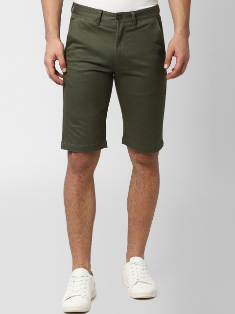 

Peter England Casuals Men Olive Green Slim Fit Regular Shorts