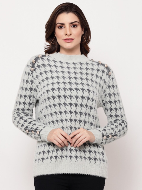 

Mafadeny Women Grey & Black Pullover