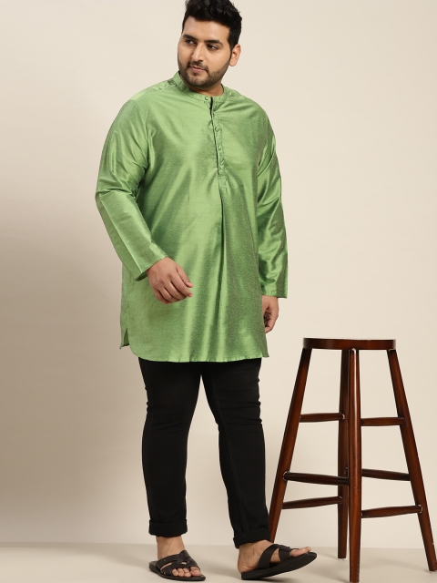 

Sztori Men Plus Size Green Solid Festive Kurta