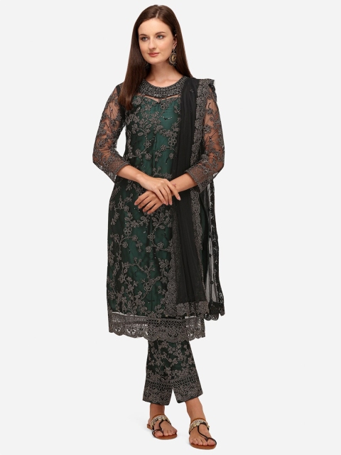 

JATRIQQ Black & Green Embellished Unstitched Dress Material